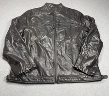 Buffalo i Jeans Men’s XXL Black Faux Leather Moto Biker Jacket Quilted Zippered
