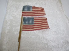 Two Vintage 48-Star American Parade Flags on a Stick