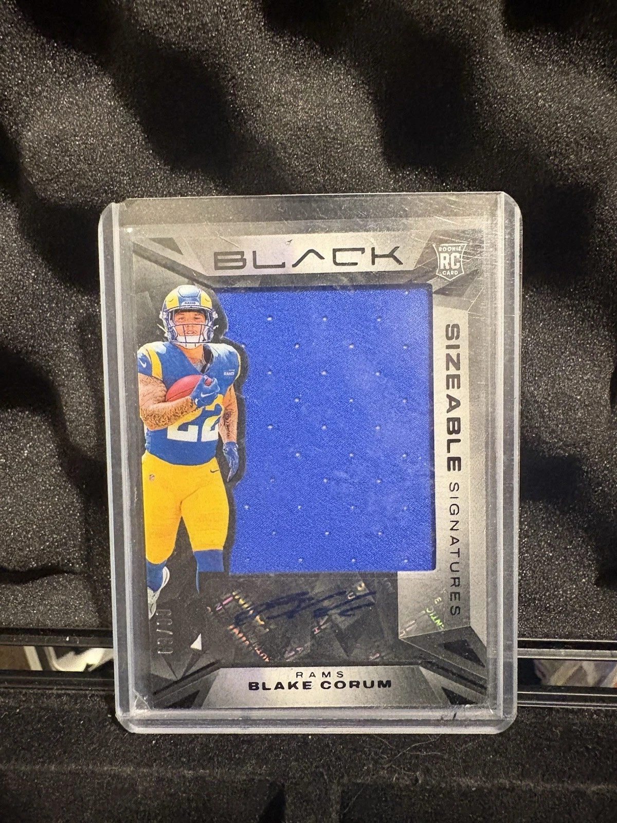 Blake Corum Panini Black Sizeable Signature Rookie Jersey #SSRBCM Base