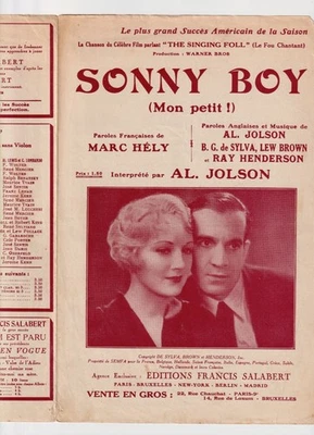 FILM FOU CHANTANT PARTITION AL JOLSON DUNN SONNY BOY 1929 SYLVA BROWN HENDERSON - Photo 1/2