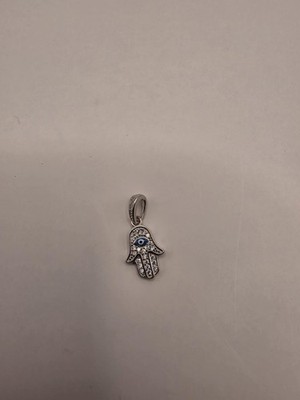 Sterling Silver Hamsa Pendant | 925 Silver Hand of Fatima Charm | CZ Evil Eye Ha