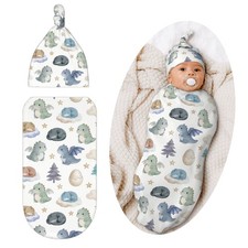 Dragon Swaddle Blanket with Hat for Baby, Swaddling Dragon Theme Baby Stuff