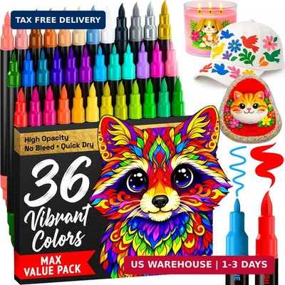 ARTISTRO 36 Acrylic Paint Markers - Paint Pens for Drawing - For Fabric, Rock, G