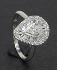 9 Carat White Gold Pear Shaped Diamond Cluster Ring 0.35ct Size N (80.26.288)