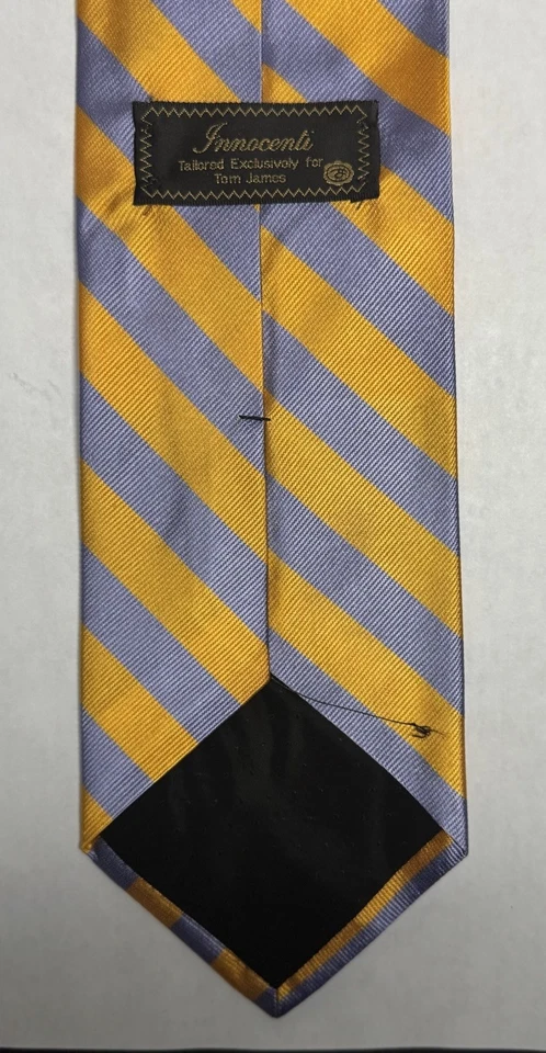 Innocenti for Tom James,100% 真丝,Repp 条纹橙色和蓝色领带 — 第 3/3 张图片