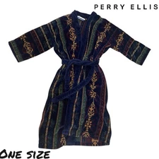 Vtg 90s Mens Robe The Big Lebowski Perry Ellis Portfolio Geometric Aztec Terry