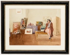 William Norman Gaunt (1918-2001) - Framed Watercolour, The Artist's Studio