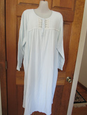 78 Talbots Night Gown Dress Cotton Below Knee Blue Long Sleeve XL 16 18 41 43"