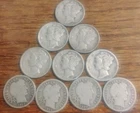 Lot Of 10 90% Silver Dimes 4 Barber 6 Mercury Various Years***Nice Mix***