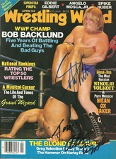 AM789  Greg Valentine vs Tony Atlas  signed Vintage Wrestling Magazine w/COA