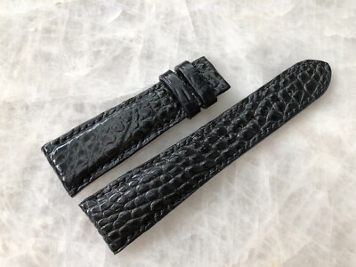 21mm/18mm Black Alligator Crocodile Embossed Leather Watch Strap Band