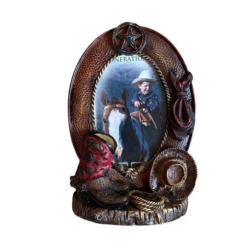 Western Cowboy Photo Frame Boot Hat Star Accent Rustic 5x7 stand up frame - Picture 3 of 6