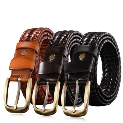 Trousers Gold Pin Buckle Jeans Strap Waistband Braided Belt Vintage Belts