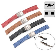 UHRENARMBAND HAIFISCH AD LEDERARMBAND MIT FALTSCHLIESSE SHARK AD 24 MM de 