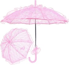 Girls Child Kids Umbrella Unique Foldable Lace Parasol Umbrella Prop Party Pink