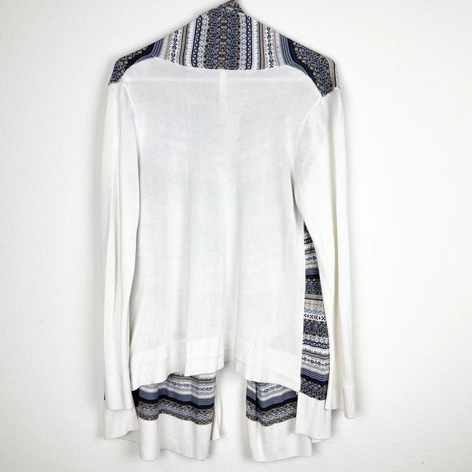 Cárdigan Kensie Frente Abierto Crema Rayas Geométrico Manga Larga Viscosa Talla M Foto 2 de 4