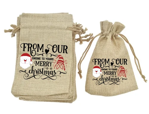 Small Christmas Linen Double Drawstring Gift Bag eBay
