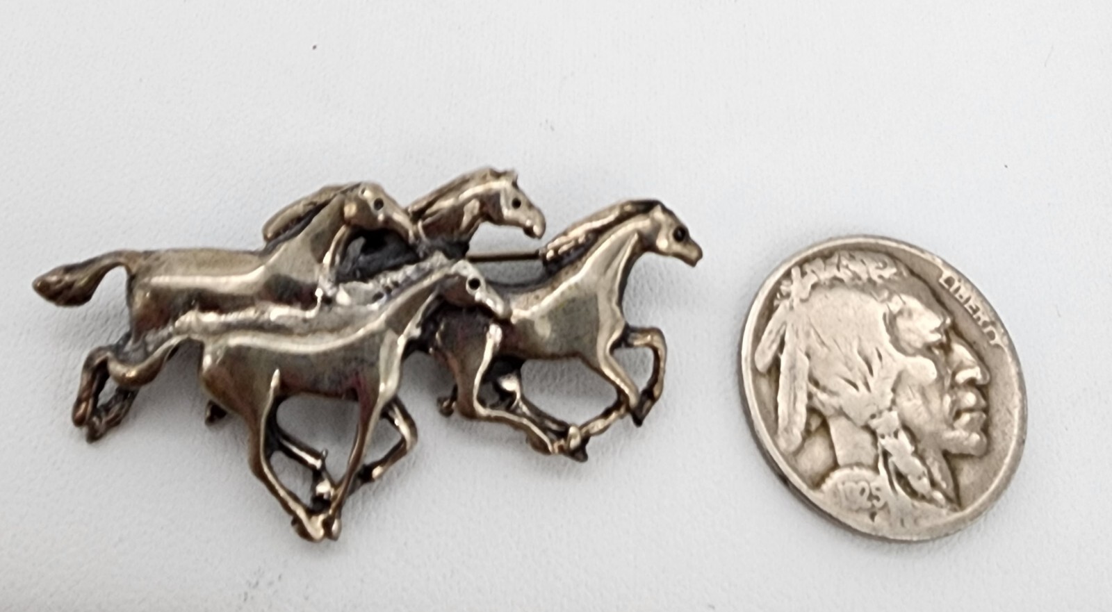Sterling Silver 925 Solid 4 Horse Equestrian Broo… - image 7