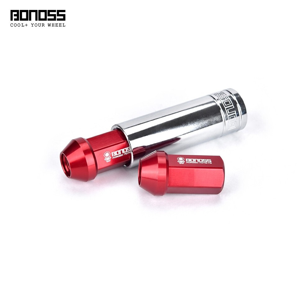 20pc Red Spike Lug Nuts – 14x1.5 Thread, 3.18" Tall – For Dodge Charger/Challenger