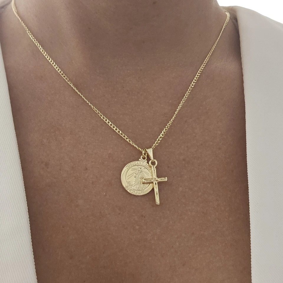 Collar Colgante San Judas Tadeo Lleno Oro 18K, Cadena y Dije San Judas Foto 2 de 4