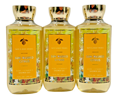 Bath & Body Works LOT 3 Sun-Washed Citrus Shower Gel 10 oz Lemon Agave Mandarin