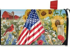 AMERICA THE BEAUTIFUL SUMMER MAGNETIC MAILBOX COVER FLAG PATRIOTIC FLORAL 00387