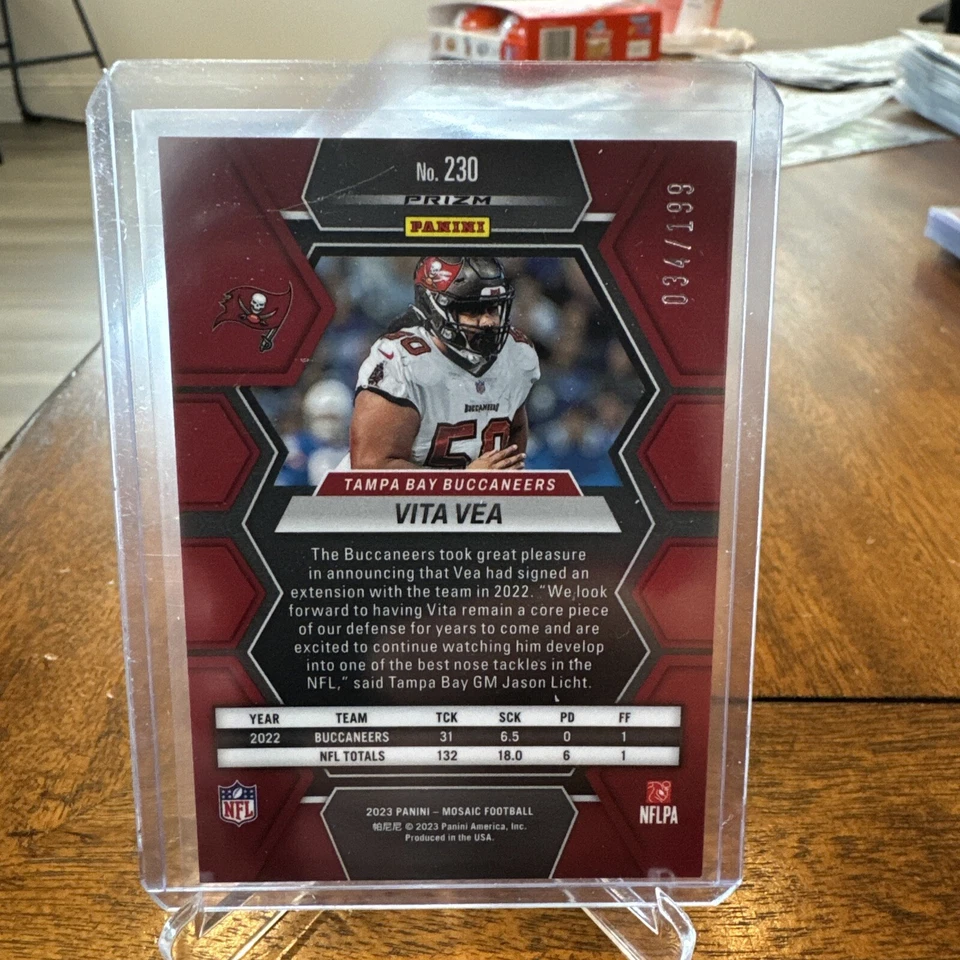 Vita Vea 2023 Panini Mosaic Purple 27/49 + 34/199 Tampa Bay Buccaneers - Image 4 of 4