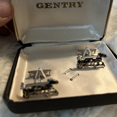 Vintage Gentry Silver Cuff Links Chariots Original Box Set | eBay