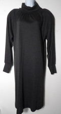 David Warren New York Sz 14 Mock Neck Sweater Dress Charcoal Gray Vtg Minimalist