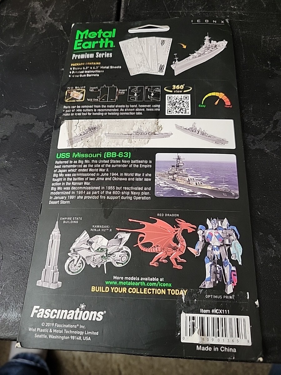 Fascinations ICONX USS Missouri Bb-63 3d Metal Model Kit for sale