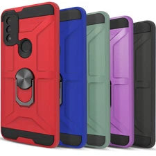 For Motorola Moto G Pure Case, Ring stand Cover+ Tempered Glass Screen Protector