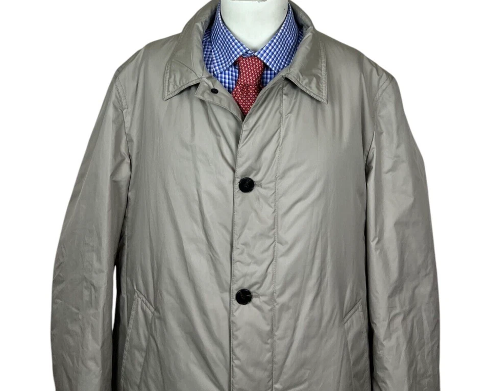 Abrigo Jos A Bank TRAVELTECH gris abotonado peso ligero para hombre XL 46L. Foto 2 de 4