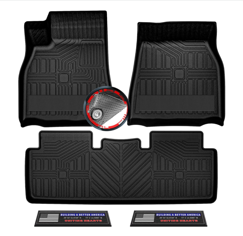 2021-2024 Tesla Model S Plaid Anti-Slip 5pc 3D All-Weather Rubber Car Mats