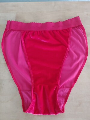 Vintage Venchelle Signature Band Red VELVET STRING BIKINI PANTIES New NWOT Sz 6
