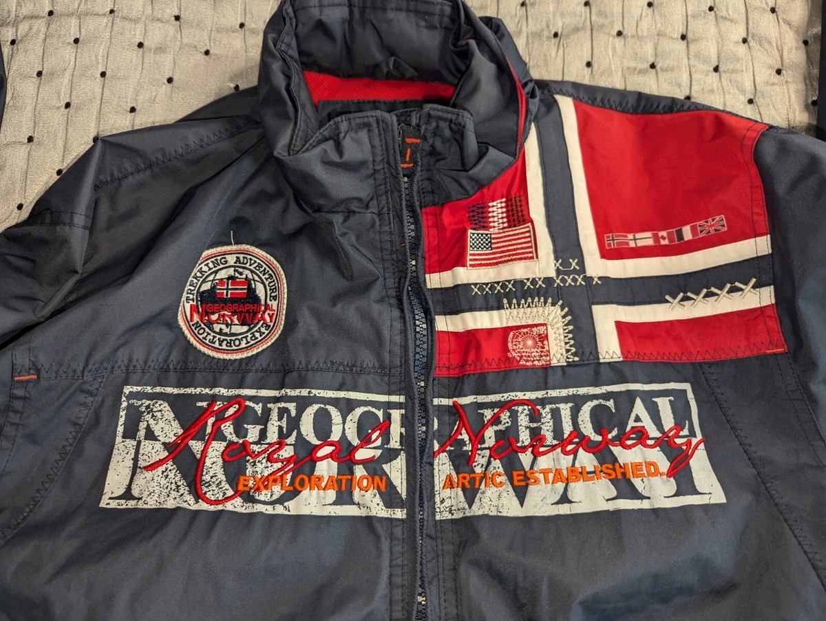 GEOGRAPHICAL NORWAY Jacket Mens L Large Monte Carlo Sailing Hooded  