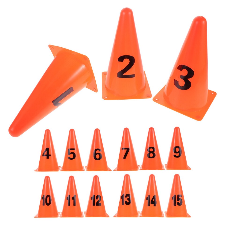 15Pcs Soccer Numbered Cones Soft Cones Soccer Basketball Cones Training