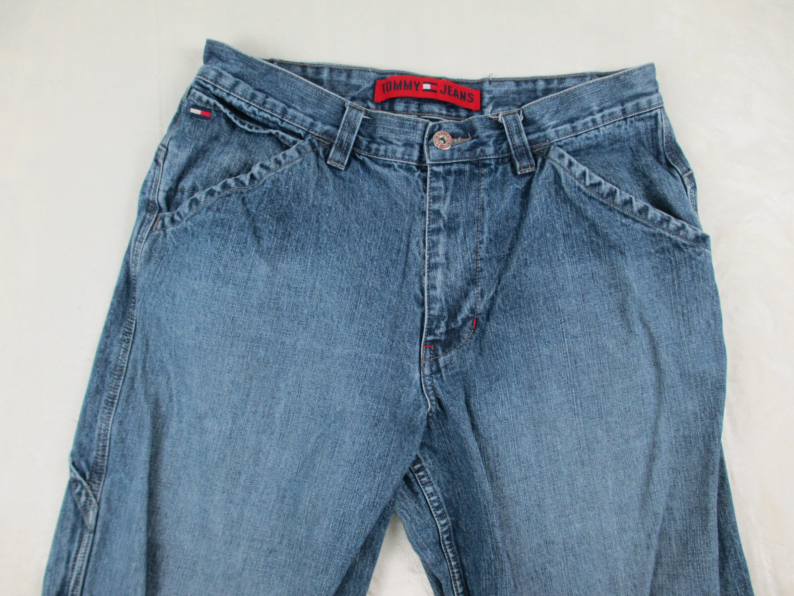 VINTAGE Tommy Hilfiger Pants Mens 32 Blue Denim Jeans 00s Casual 32X32 thumbnail 3