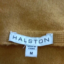 Halston Sweater Mustard Yellow Asymmetric Neckline Wool/Cashmere Size Medium