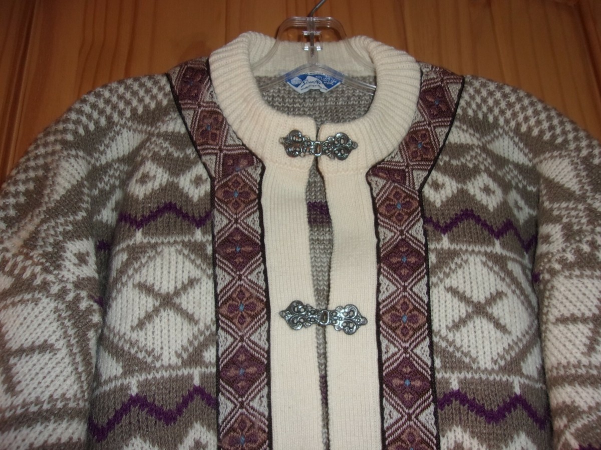 カーディガン　羊毛100% Scan Alp Brown 100% Pure Virgin Wool Cardigan, Made in New Zealand
