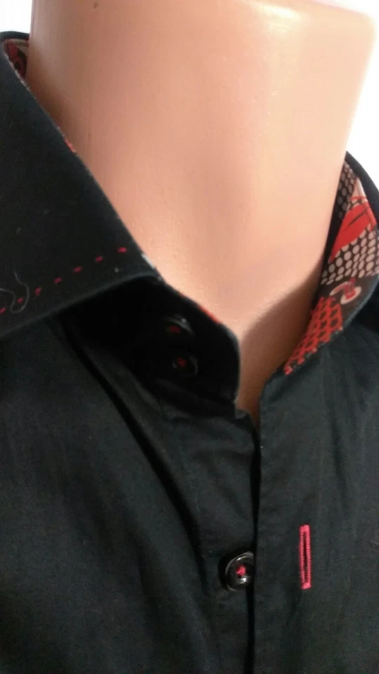 Stone Rose Red Rivet Collection bLACK Flip Cuff Casual Shirt Men's Medium @10 - Image 2 of 4