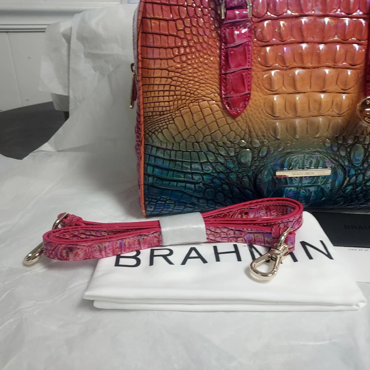 Brahmin Melbourne Collection Marissa Leather Horizon Leather Satchel Bag New