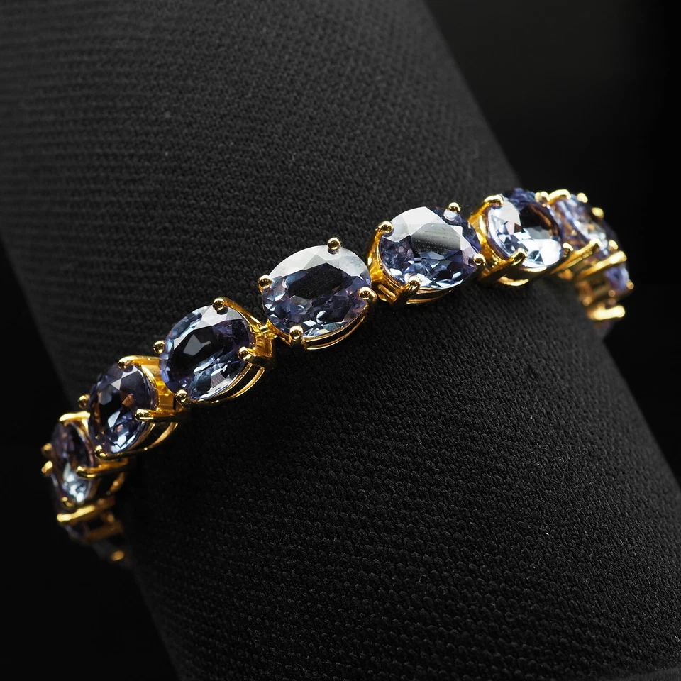 Alchemical Color Change Sapphire 58.75Ct 925 Sterling Silver Handmade Bracelets - Image 2 of 4