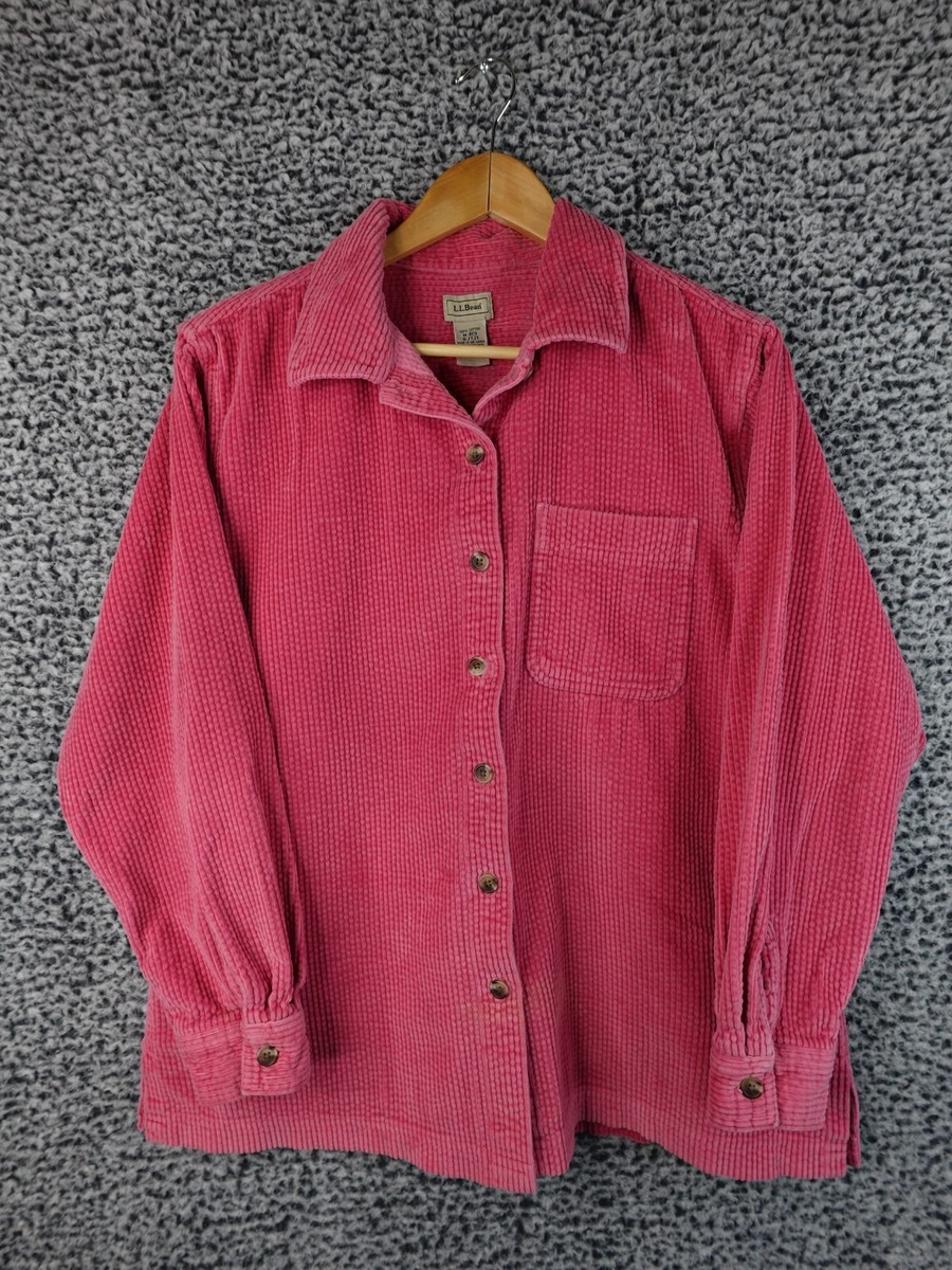 LL BEAN Medium Reg 0JTJ1 Pink 100% Cotton Wide Wale Corduroy Button Up Shirt  | eBay