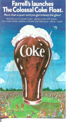 FARRELLS LAUNCHES THE COLOSSAL COKE FLOAT   4 1/2 x 8  Hand out, 2 sided   MINT