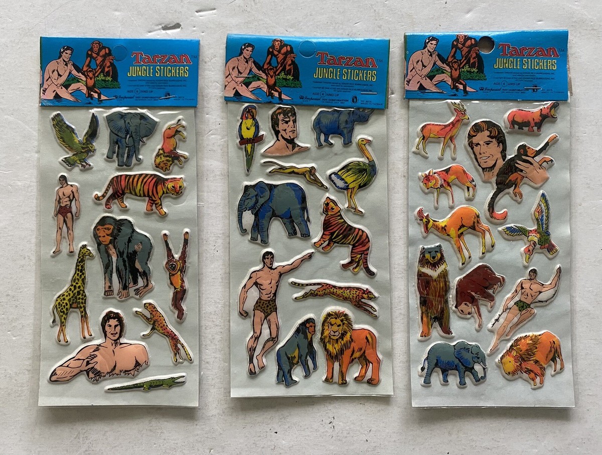 TARZAN Jungle “Puffy” Stickers 1979 Imperial Toys Lot Of 3