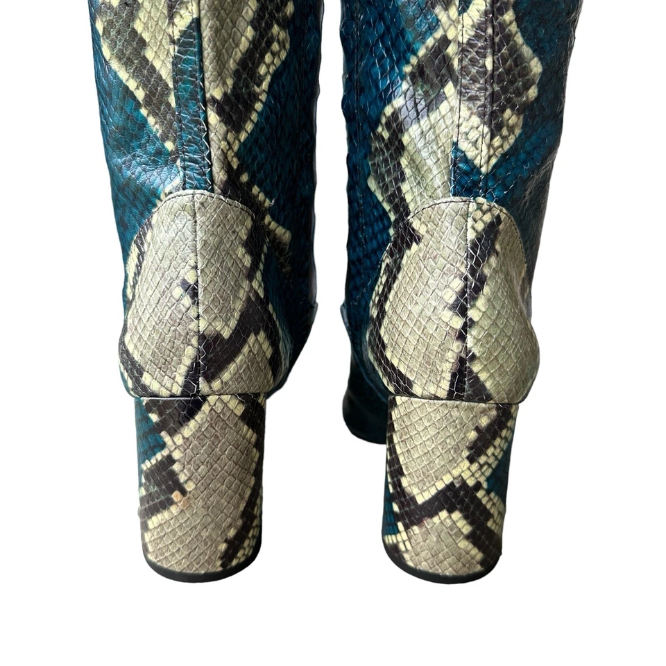 Sam Edelman Botas de Cuero Tiburón Piel de Serpiente Azul Pavo Real Hasta la Rodilla Mujeres 6.5 M Usadas en Excelente Condición Foto 4 de 4