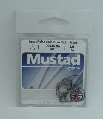 Mustad 39944BN-2 Black Nickel Classic Circle Hook 10CT Ringed Eye
