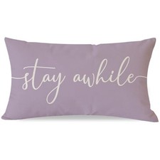 Modern Farmhouse Pillow Covers 12x20 with Words Stay Awhile Cozy Relax Pillow