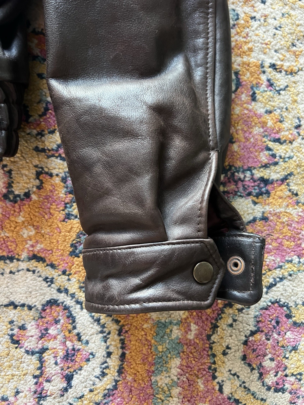 Vintage Banana Republic Mens 42 Genuine Leather Bomber Jacket Brown Soft Classic image 3