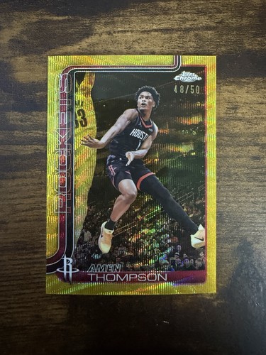 2025-26 Topps Chrome Update Amen Thompson Gold Wave Refractor /50 Rockets SP